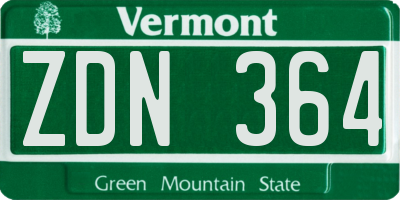 VT license plate ZDN364