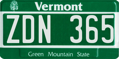 VT license plate ZDN365