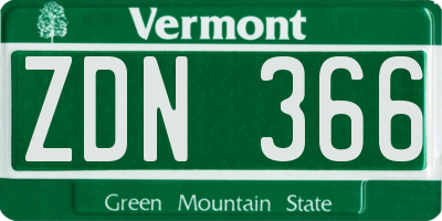 VT license plate ZDN366