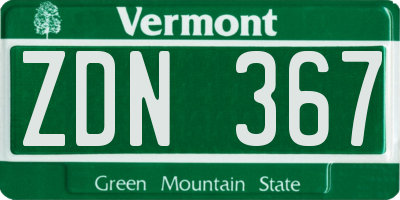VT license plate ZDN367