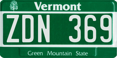 VT license plate ZDN369