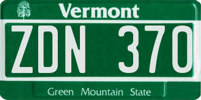 VT license plate ZDN370