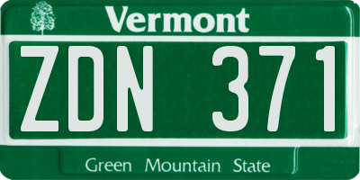 VT license plate ZDN371