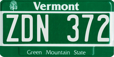 VT license plate ZDN372