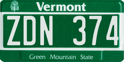 VT license plate ZDN374