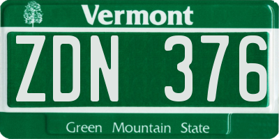 VT license plate ZDN376