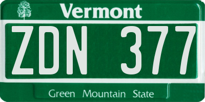 VT license plate ZDN377