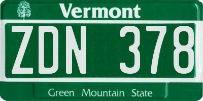 VT license plate ZDN378