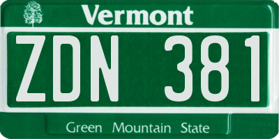 VT license plate ZDN381