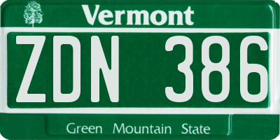 VT license plate ZDN386