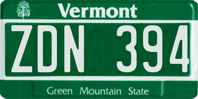 VT license plate ZDN394