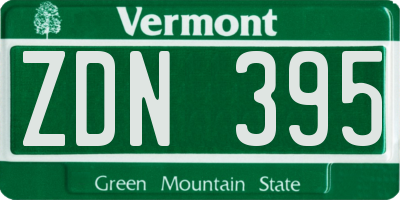 VT license plate ZDN395