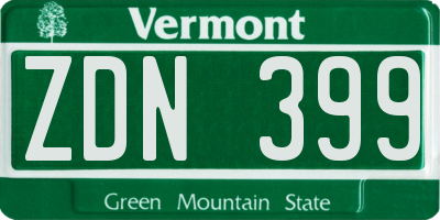 VT license plate ZDN399
