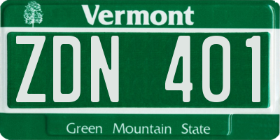 VT license plate ZDN401