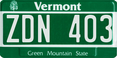 VT license plate ZDN403