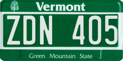VT license plate ZDN405