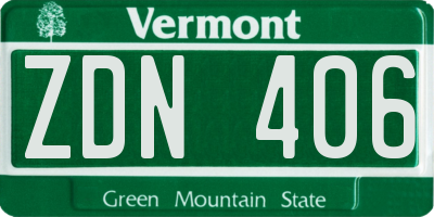 VT license plate ZDN406