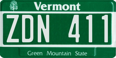 VT license plate ZDN411