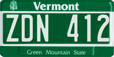 VT license plate ZDN412