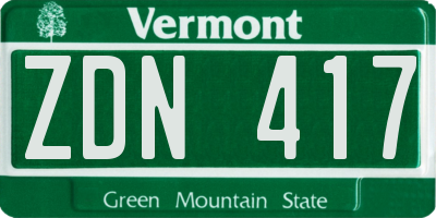 VT license plate ZDN417