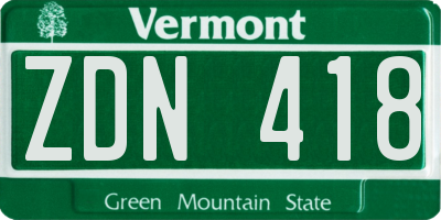 VT license plate ZDN418