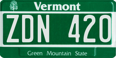 VT license plate ZDN420