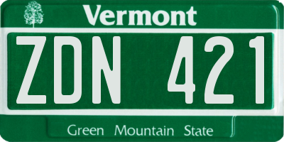 VT license plate ZDN421