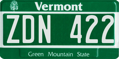 VT license plate ZDN422