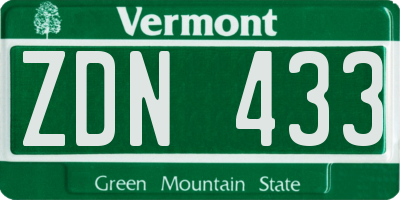 VT license plate ZDN433