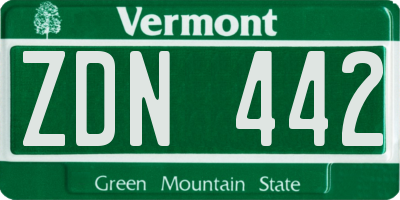 VT license plate ZDN442