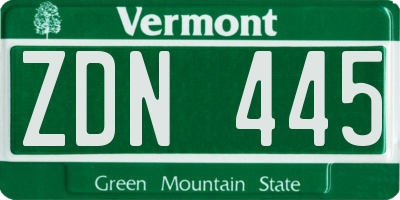 VT license plate ZDN445