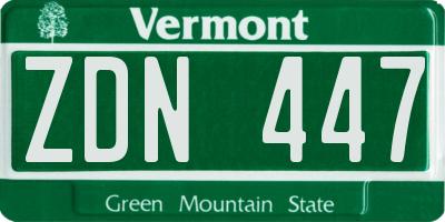 VT license plate ZDN447