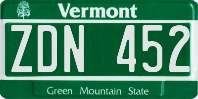 VT license plate ZDN452