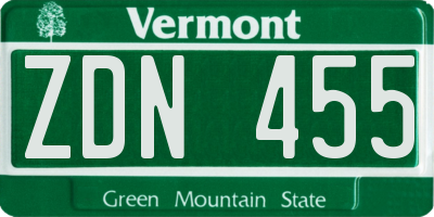 VT license plate ZDN455