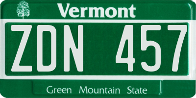VT license plate ZDN457