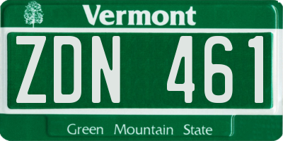 VT license plate ZDN461
