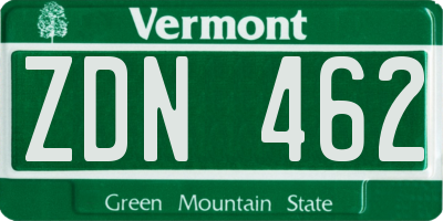 VT license plate ZDN462