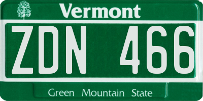 VT license plate ZDN466