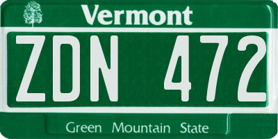 VT license plate ZDN472