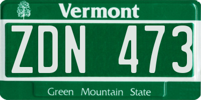 VT license plate ZDN473