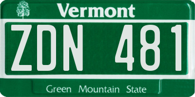 VT license plate ZDN481