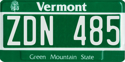 VT license plate ZDN485