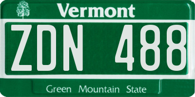 VT license plate ZDN488