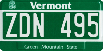 VT license plate ZDN495