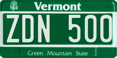 VT license plate ZDN500