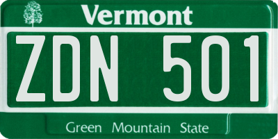 VT license plate ZDN501