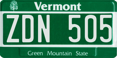 VT license plate ZDN505