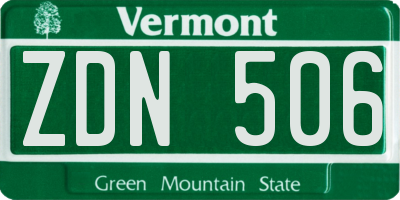 VT license plate ZDN506