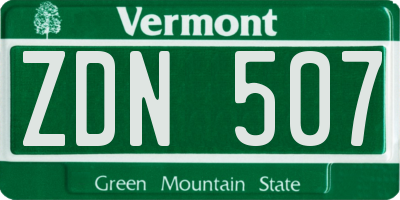 VT license plate ZDN507