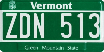 VT license plate ZDN513